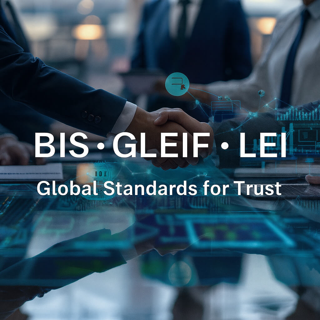 带有数字网络叠加的握手以及文字 BIS • GLEIF • LEI – 信任的全球标准