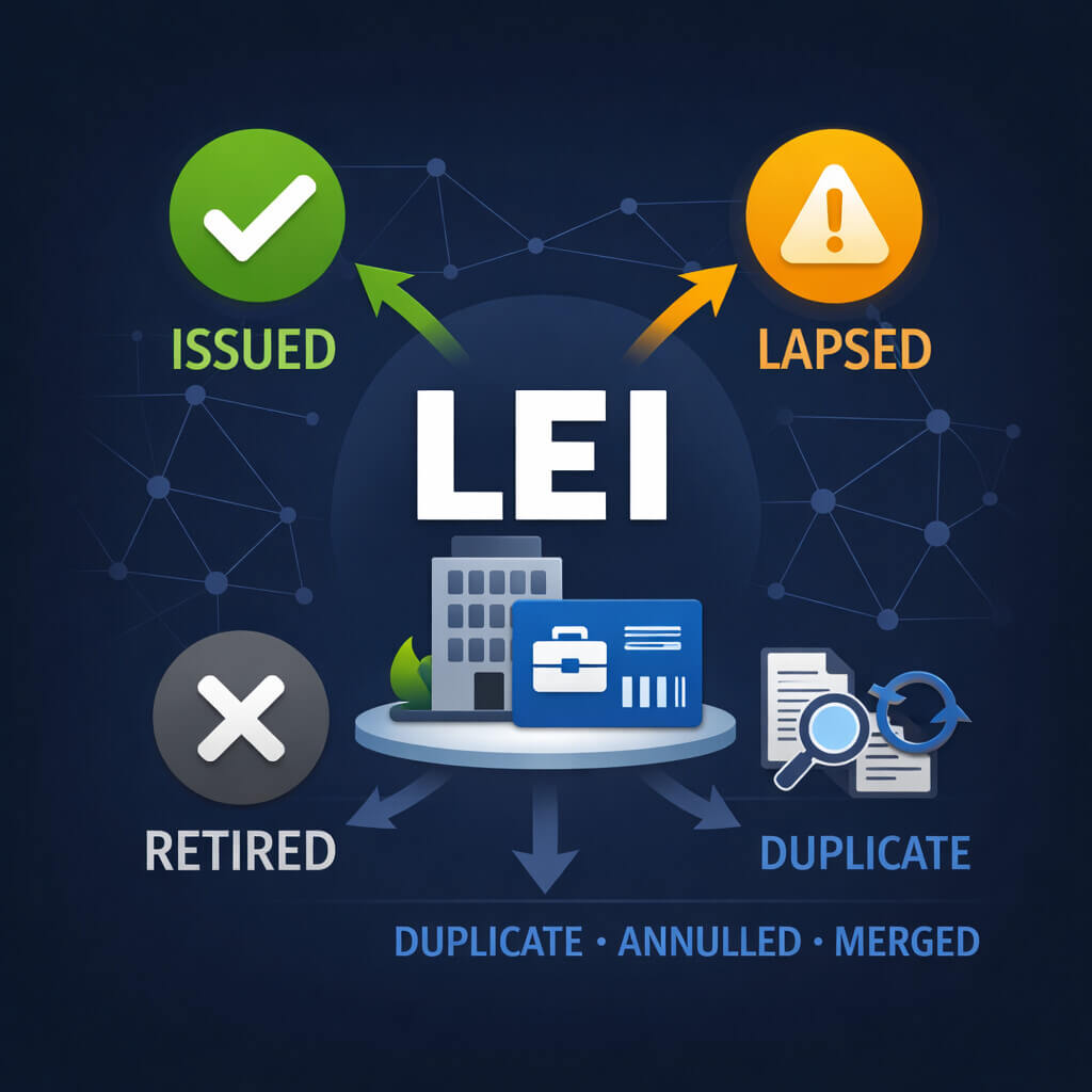 文章解释了为什么 LEI 状态很重要，包括 LEI 系统中的已发布、已失效、已注销和异常状态
